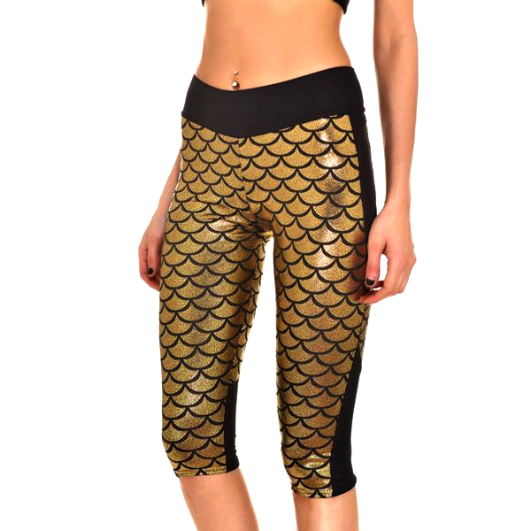 Mermaid Fitness Shorts - Gold