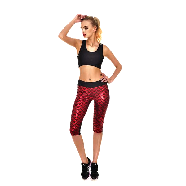 Mermaid Fitness Shorts - Red