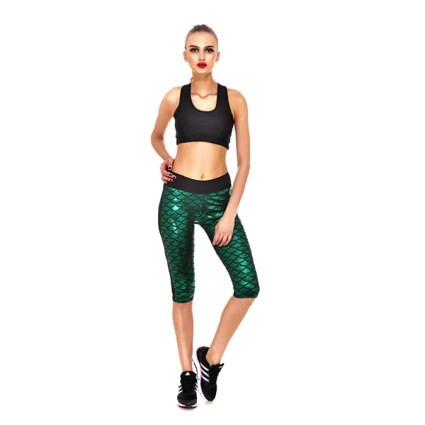 Mermaid Fitness Shorts - Dark Green