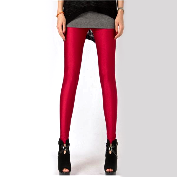 Solid Color Leggings - Wine Red
