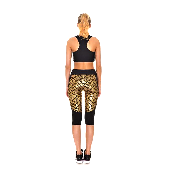 Mermaid Fitness Shorts - Gold