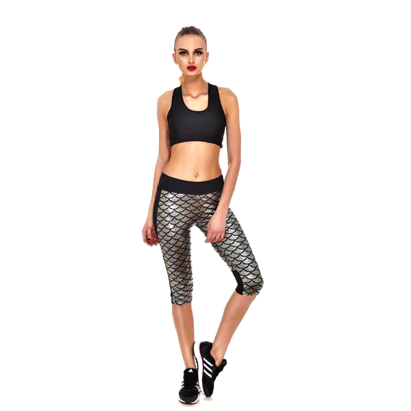 Mermaid Fitness Shorts - Silver