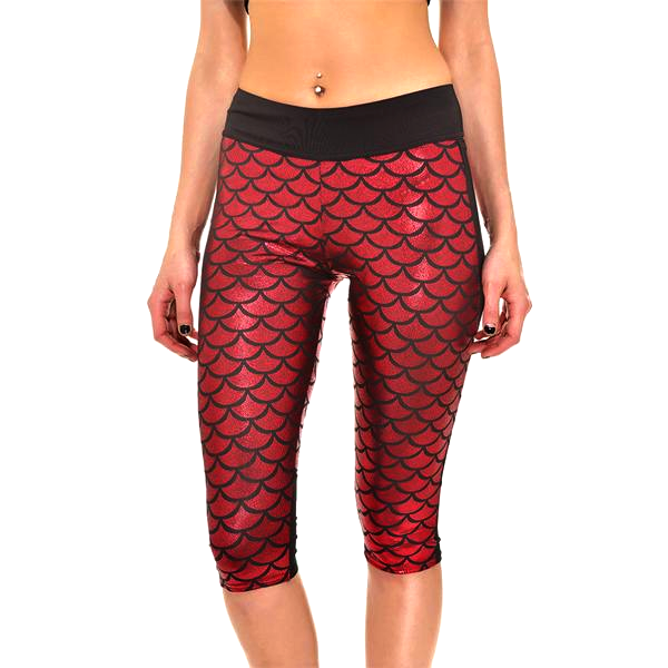 Mermaid Fitness Shorts - Red