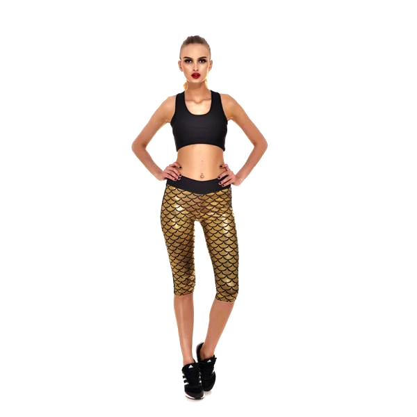 Mermaid Fitness Shorts - Gold