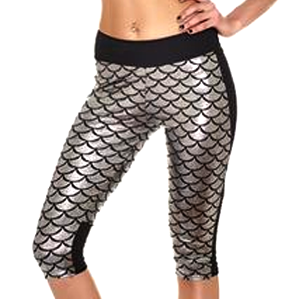 Mermaid Fitness Shorts - Silver