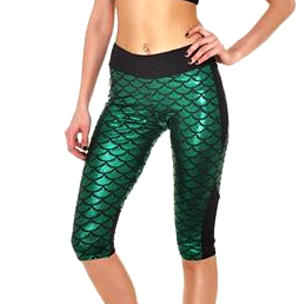 Mermaid Fitness Shorts - Dark Green